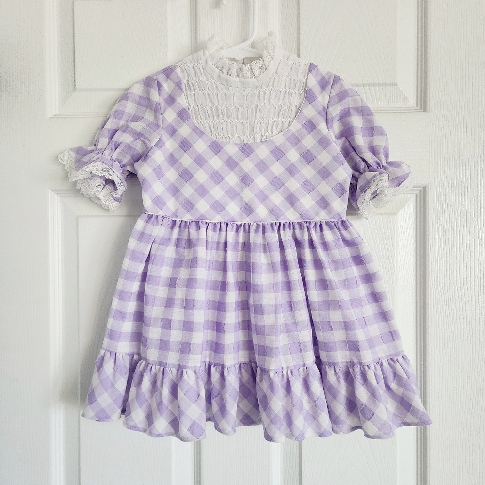 Vintage Polly‎ Flinders Purple Plaid Girls Dress